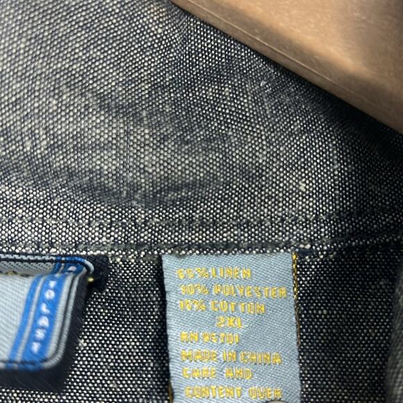 Vintage Culture Button Down Shirt Mens 2X Black Gray Palm Tree Cotton Linen Y2K - Picture 5 of 5